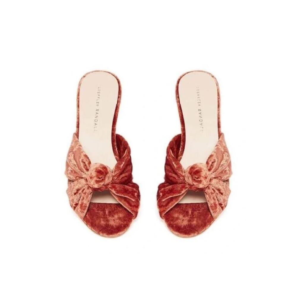 Loeffler Randall Celeste Crushed Velvet Knot Mid  Kitten Heel Sandal
